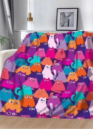 Плюшевий оригінальний теплий плед з 3d картинкою "коти" гіпоал...