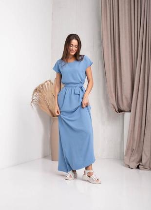 Гарне довге плаття "434", розміри подвійні 44-46,48-50 блакитне