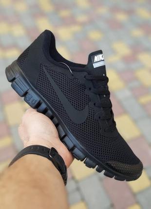 Чоловічі кросівки nike free run 3.0 black чорні зі шнурками