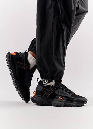 Чоловічі кросівки reebok zig kinetica edge black orange (чорні) взуття рібок зіг кінетика едж якісний текстиль демісезон в'єтнам