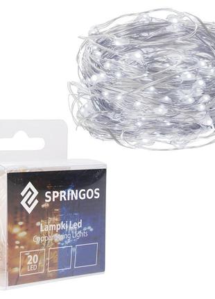 Гірлянда на батарейках springos 1.9 м 20 led cl0006 cold white...