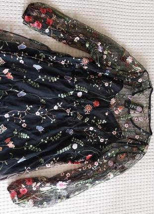 Платье сеточка вышитое цветами5 фото