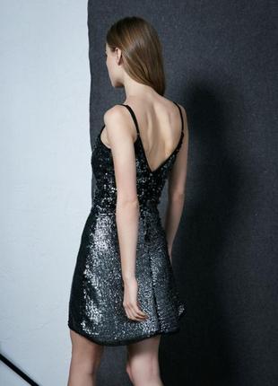 Новое вечернее блестящее чёрное платье bershka1 фото