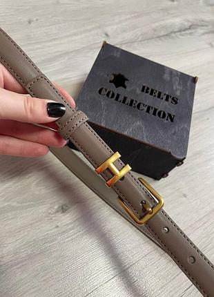 Ремень серый кожаный 2см китай из кожи в шорты, ремень женский черный классическая кожа под платье, ремень брючный пояс в стиле hermes гермес хермес