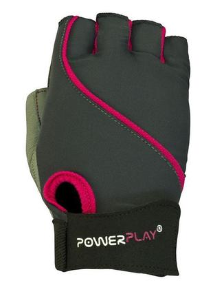 Рукавички для фітнесу powerplay 1725 жіночі сіро-рожеві xs2 фото