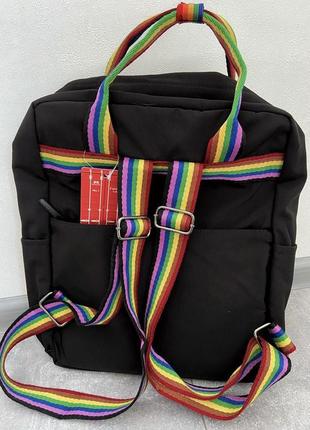 Рюкзак у стилі канкен із райдужними ручками likee лайки чорний...3 фото