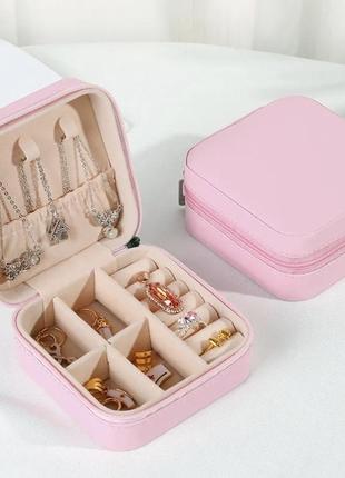 Компактна стильна рожева скринька/органайзер для прикрас: ювел...