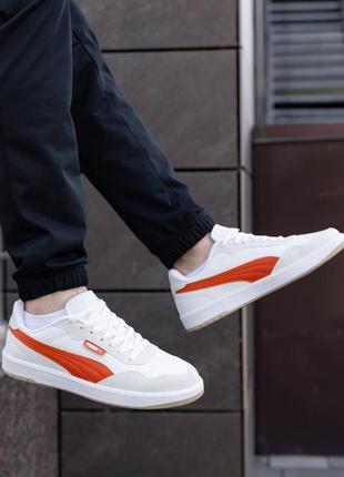 Р.40-44 кроссовки puma court ultra lite white orange pm0145 фото