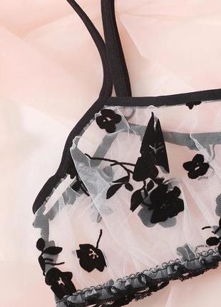 Жіноча сексуальна мереживна білизна комплект із квіточками окс...5 фото