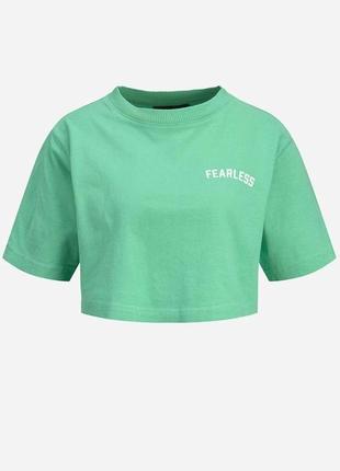 Жіноча укорочена футболка, оверсайз світло-зелена (салатова) jjxx, розмір xs