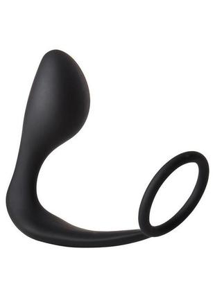 Анальна пробка з еррекційним кільцем fantasstic anal plug with cockring black  18+