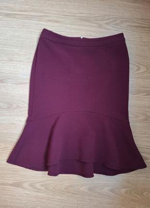 Елегантна асиметрична спідниця, юбка винного кольору1 фото