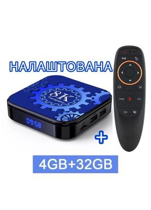 Смарт тв приставка transpeed 4/32 gb 4k 13 android + аеро пульт g10s