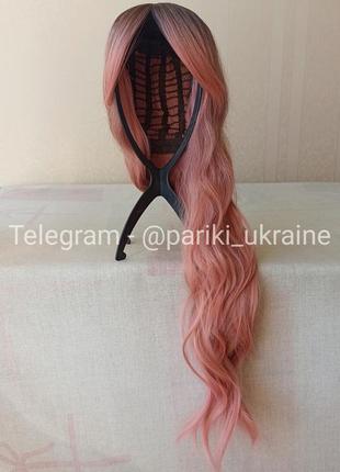 Новый розовый парик, длинная, термостойкая, с горошком, парик5 фото