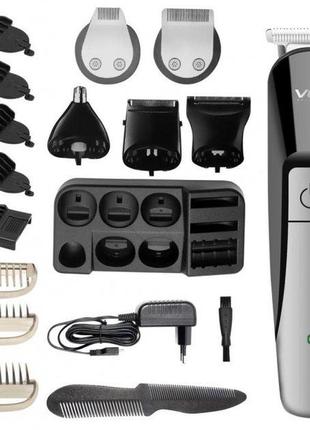 Триммер для стрижки волосся і бороди професійний акумуляторний бездротовий vgr v-012 6в1