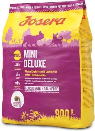 Сухий корм для дорослих собак малих порід josera minideluxe adult беззерновий з ягням 900 г (4032254745174)