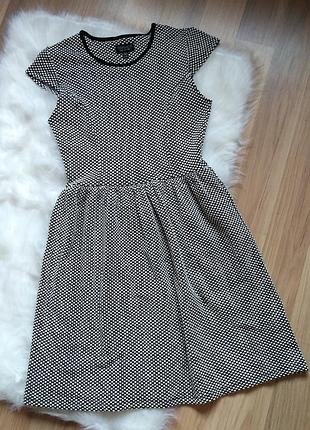 Приталена чорна-біла сукня topshop, сукня в чорно-білу клітинку