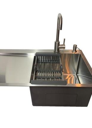 Кухонна мийка monro 78*49 чаша праворуч(дозатор+змішувач+кошик)
