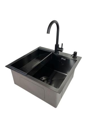 Мийка кухона gappo handmade 50*50 (см) у чорному pvd + сифон +...