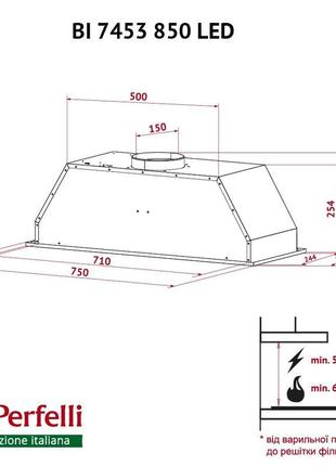 Витяжка повновбудована perfelli bi 7453 i 850 led10 фото