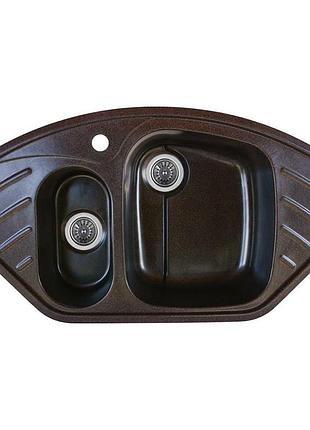 Гранітна мийка platinum 92*50uw шоколад(кутова)