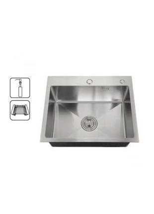 Мийка кухона zerix handmade 50*50 (см) сифон + дозатор + кошик