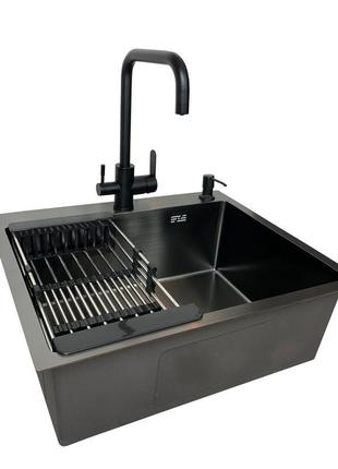 Мийка кухона zerix 60*50 (см) у чорному pvd + змішувач(фільтр)...