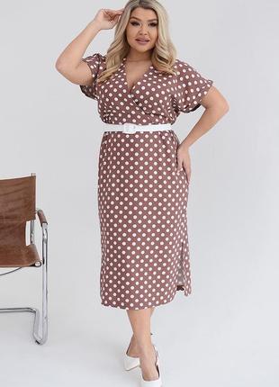 Приваблива сукня в горох, пояс в комплекті 🌿
