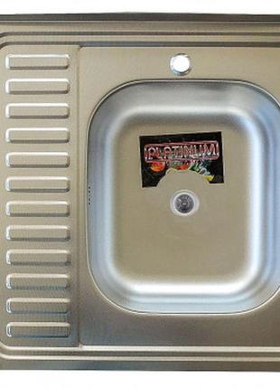 Накладна кухонна мийка platinum 60*60 (см) у покритті satin (м...