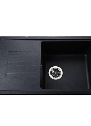 Гранітна мийка globus lux lugano чорний металiк 780х435мм-а0001