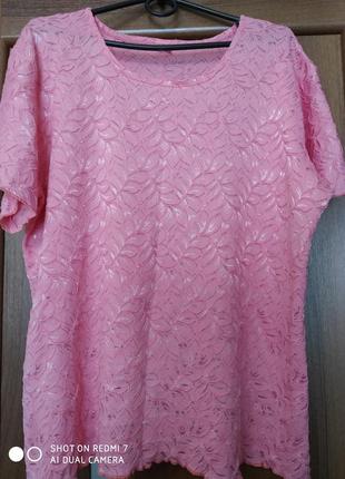 Гіпюрова блузка рожевого кольору