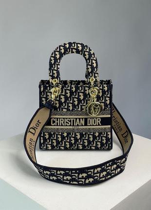 Christian dior medium lady d-lite bag blue/beige