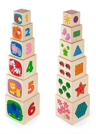 Дерев'яні кубики-пірамідка viga toys з цифрами (50392)