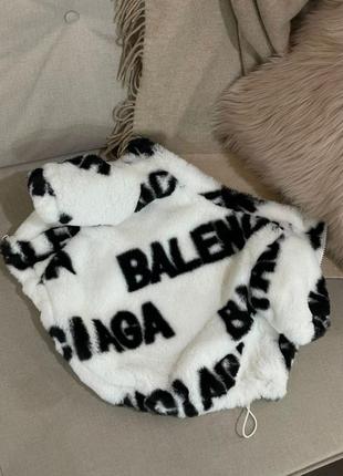 Брендова шуба для собак balenciaga на змійці без капюшона із шовковою підкладкою, біла