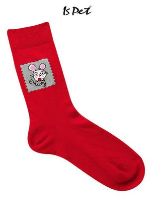 Шкарпетки для людей is pet family look "кішки мишки" червоний2 фото