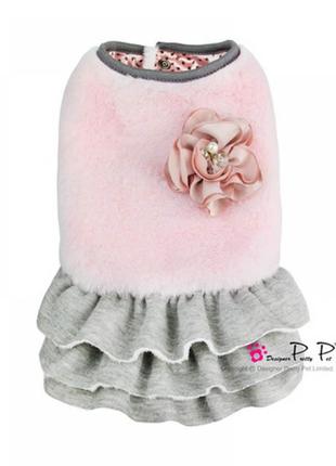 Плаття плюшеве для собак pretty pet "mademoiselle dress" рожевий