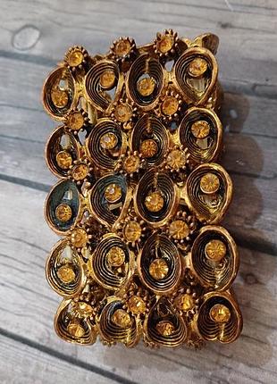 Браслет винтаж сплав патина стекло