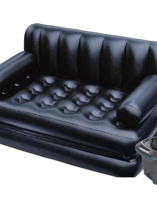 Надувний диван-трансформер bestway 75056,188-152-64 см, з елек...