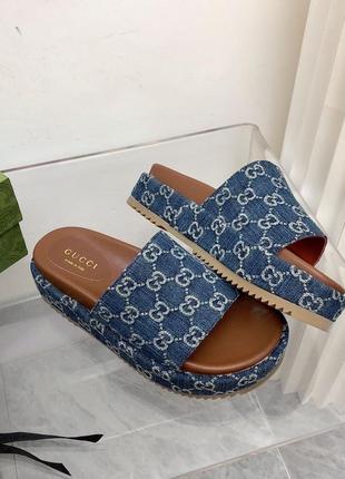 Джинсовые шлепанцы гуччи gucci3 фото