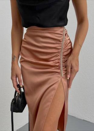 Шикарная шелковая юбка с драпировкой2 фото