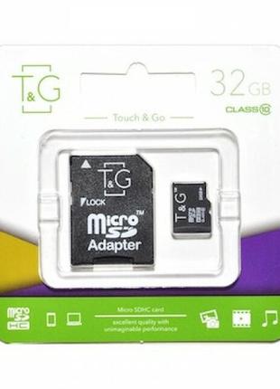 Картка пам'яті microsdhc 32gb t&g; class 10 (sd адаптер)