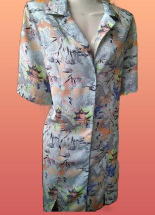 Завораживающий вискозный халатик reclaimed vintage/короткий женский халат рубашка на пуговицах3 фото