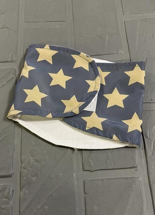 Трусы-бандаж для собак кобелей на липучке с белыми звездами, голубой1 фото