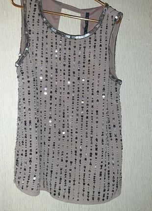 Оригинальная майка с открытой спиной xs с пайетками