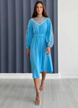 Жіноча  романтична блакитна сукня2 фото