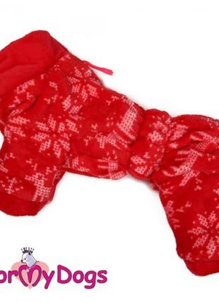 Зимовий комбінезон для собак for my dogs "сканді зимова піжама" червоний