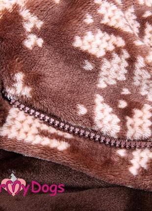 Зимний комбинезон для собак for my dogs "сканди зимняя пижама" коричневый2 фото