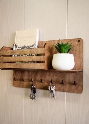 Дерев’яний тримач для ключів home 40х25см