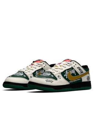 Nike sb dunk low x stussy 572 green beige8 фото