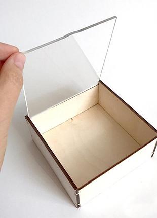 Скринька для кілець з прозорою кришкою 80х80х40мм